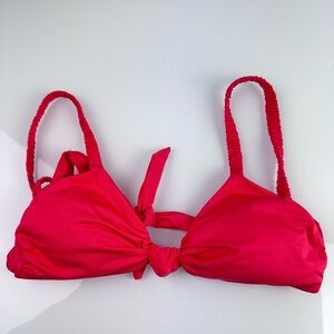 Vitamin A Swim Bikini Top Bralette Zuri Solid Red Tie Front Padded Cinched